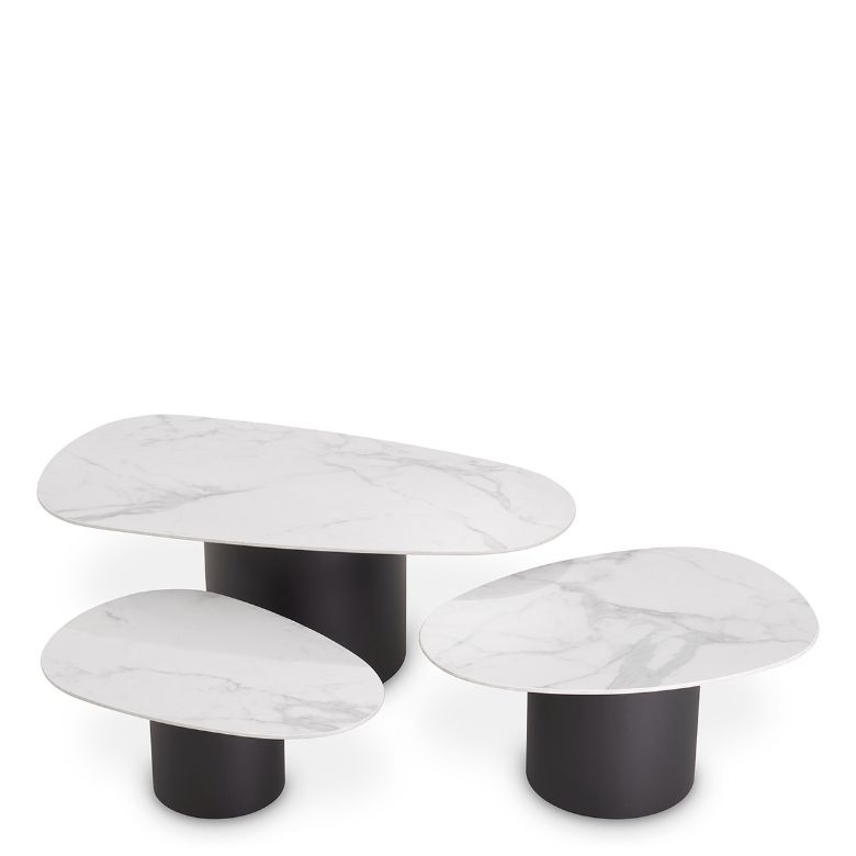 Zane Coffee Table Set of 3 Marble look 120 cm