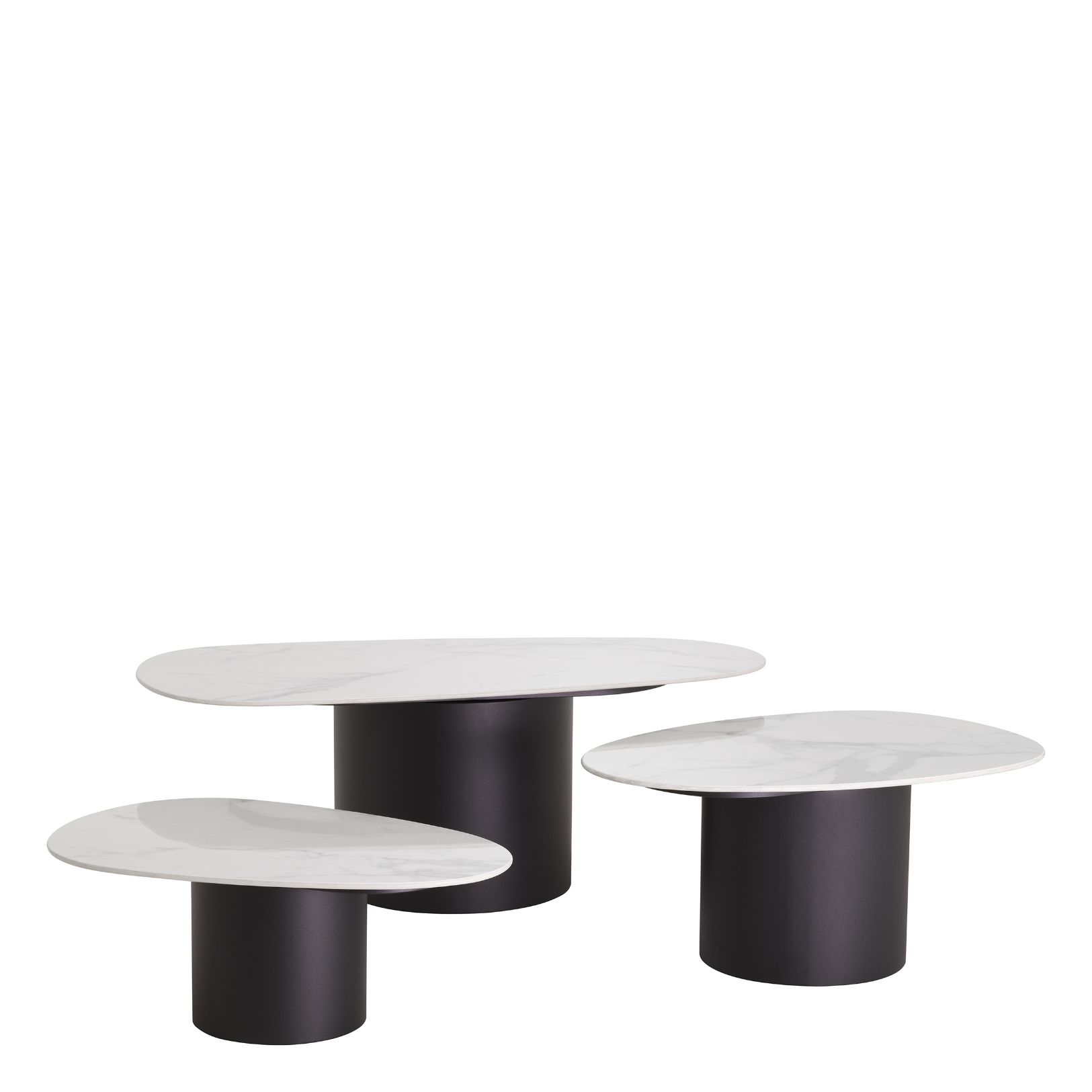 Zane Coffee Table Set of 3 Marble look 120 cm