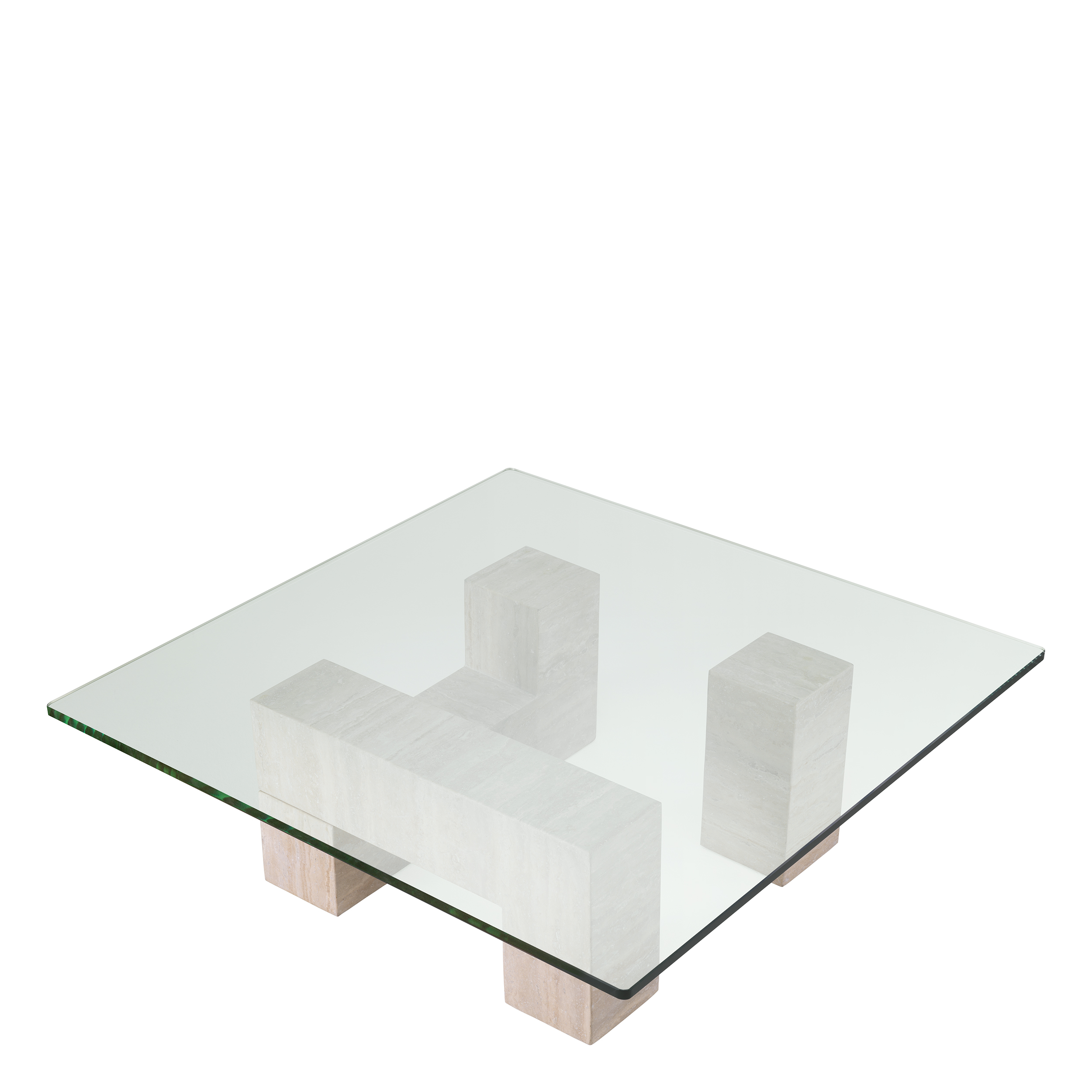 Ikal Soffbord Travertin/Glas 100 cm