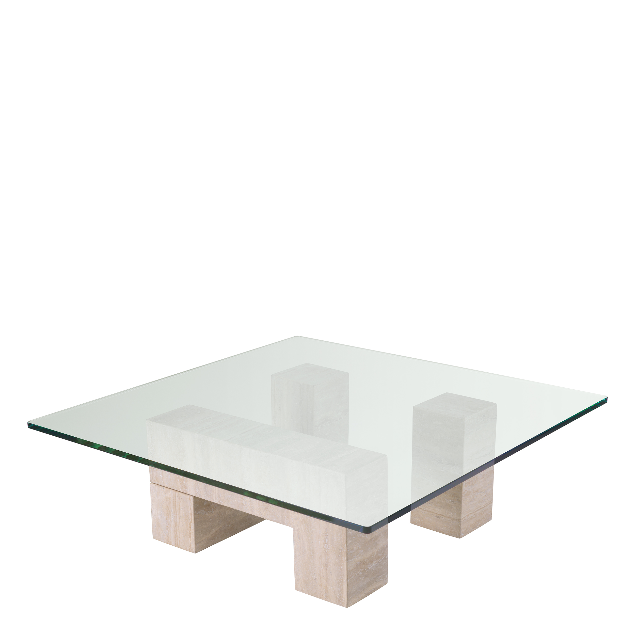 Ikal Soffbord Travertin/Glas 100 cm