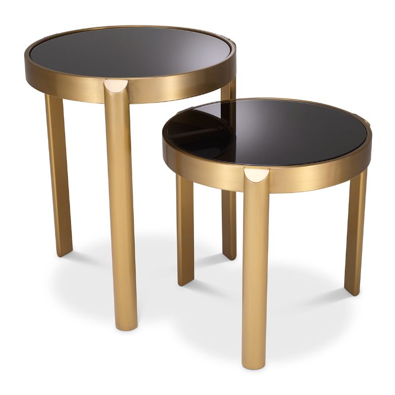 Buena Side Table Set of 2 Brass/Glass 45.5 cm