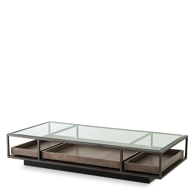 Roxton Coffee Table Bronze/Glass 180 cm