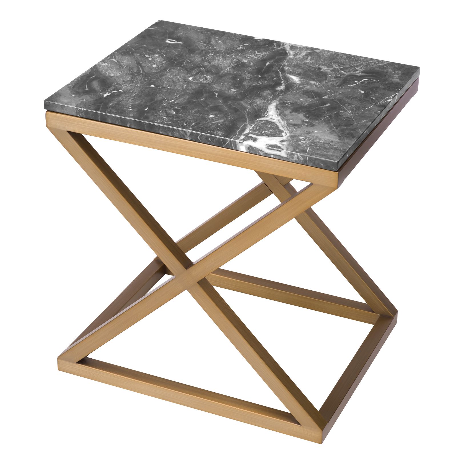 Criss Cross Side Table Brass/Marble 56 cm