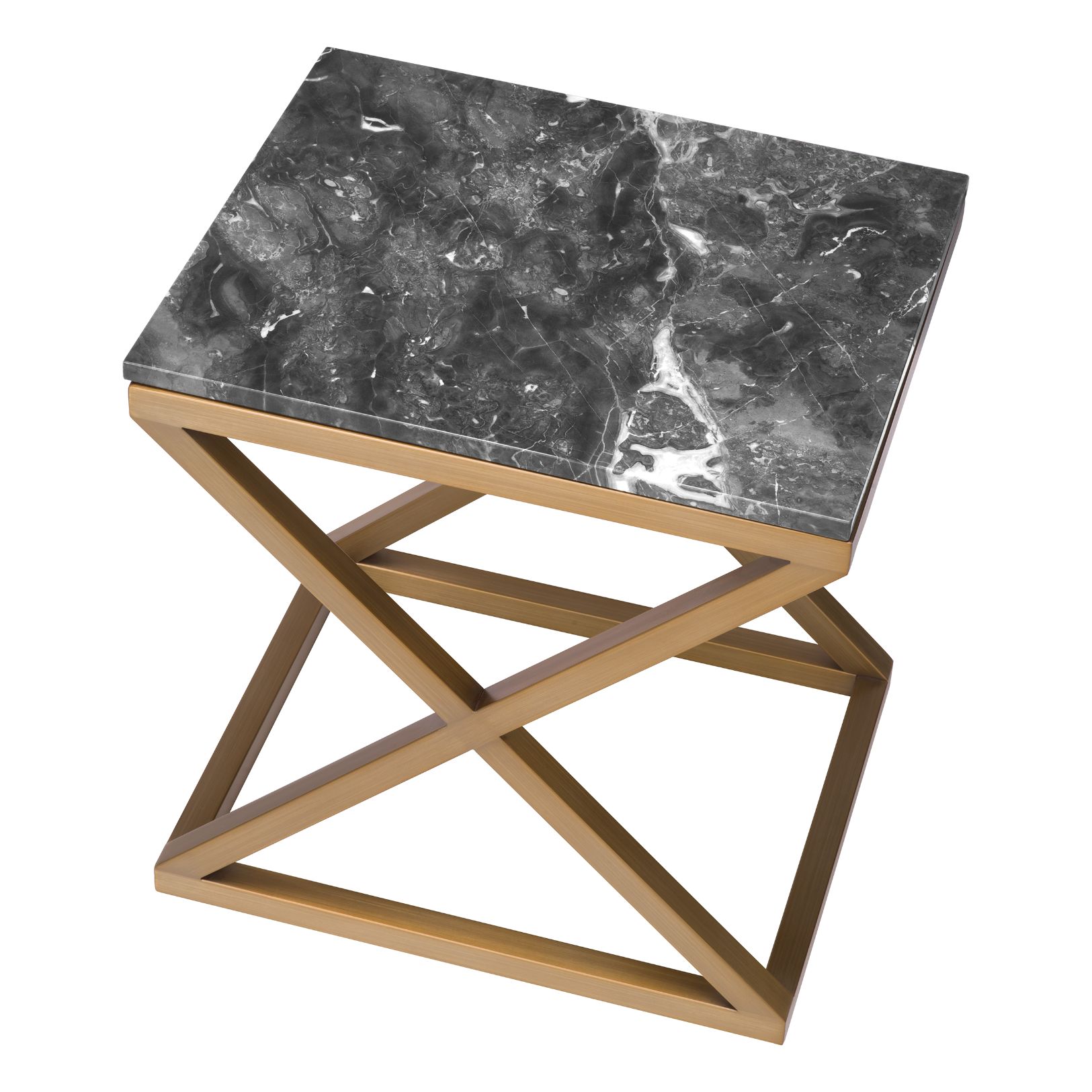 Criss Cross Side Table Brass/Marble 56 cm