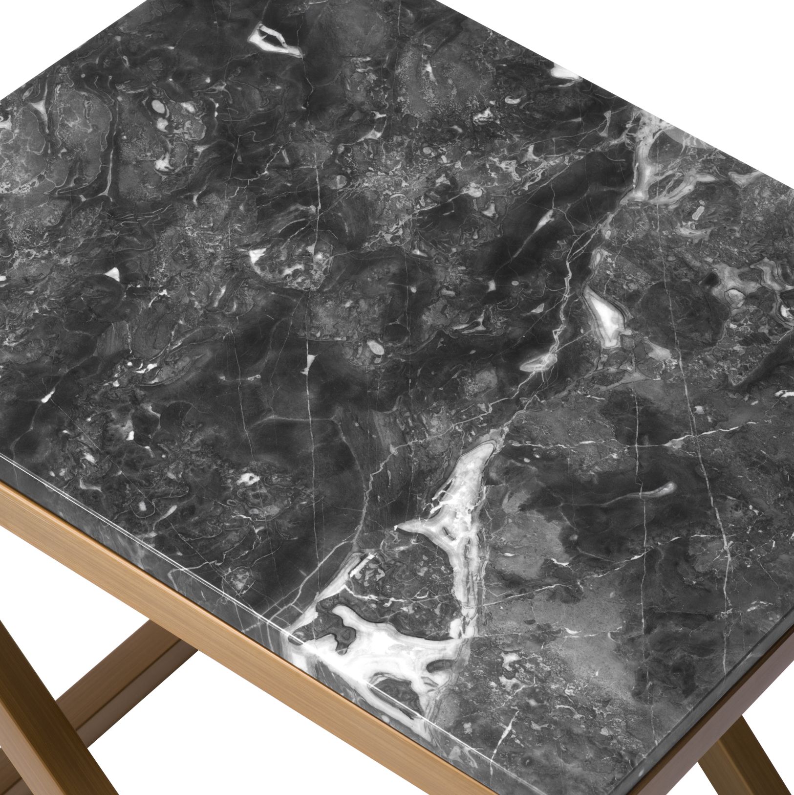 Criss Cross Side Table Brass/Marble 56 cm