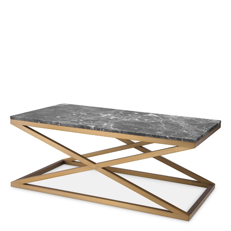 Criss Cross Coffee Table Brass/Marble 120 cm