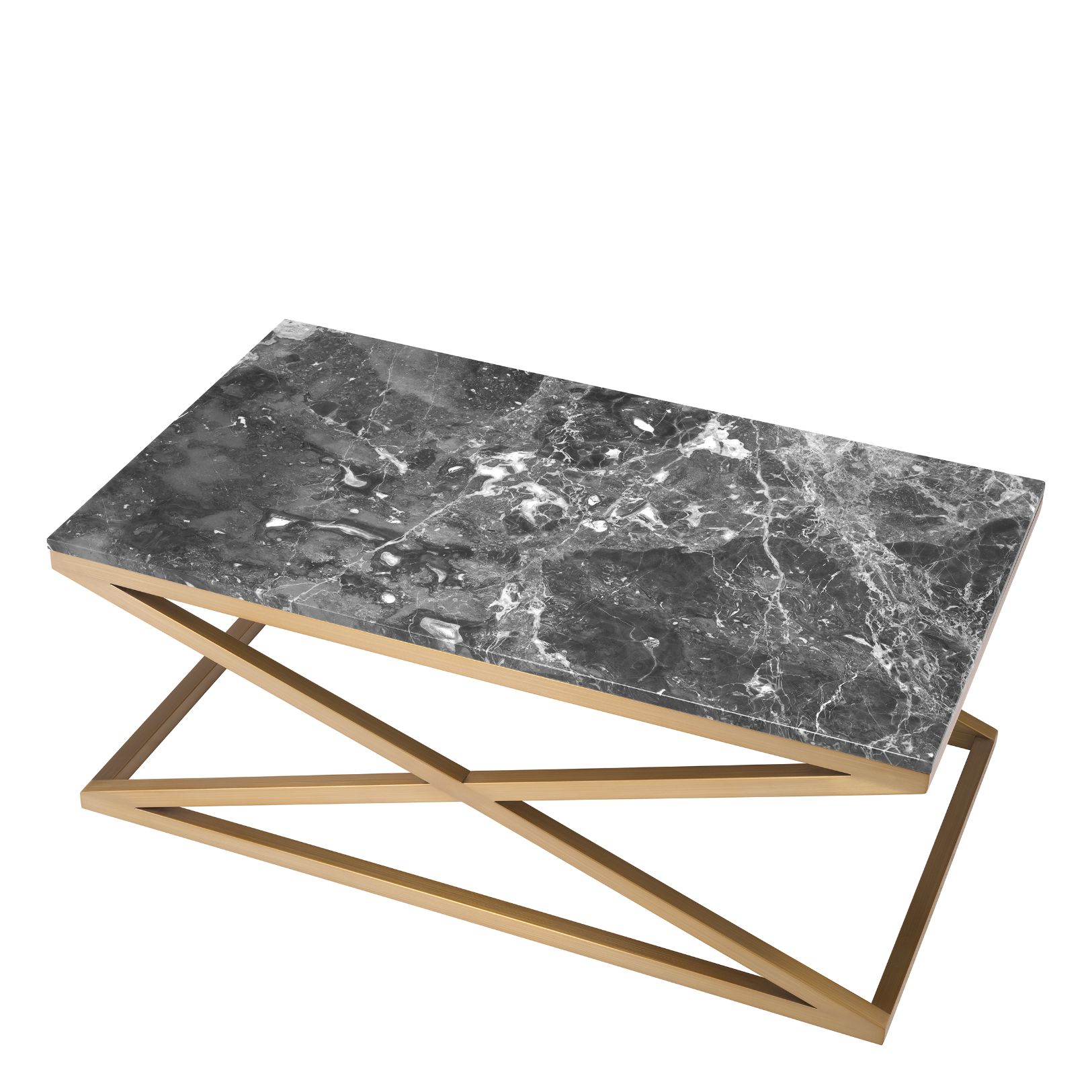 Criss Cross Coffee Table Brass/Marble 120 cm