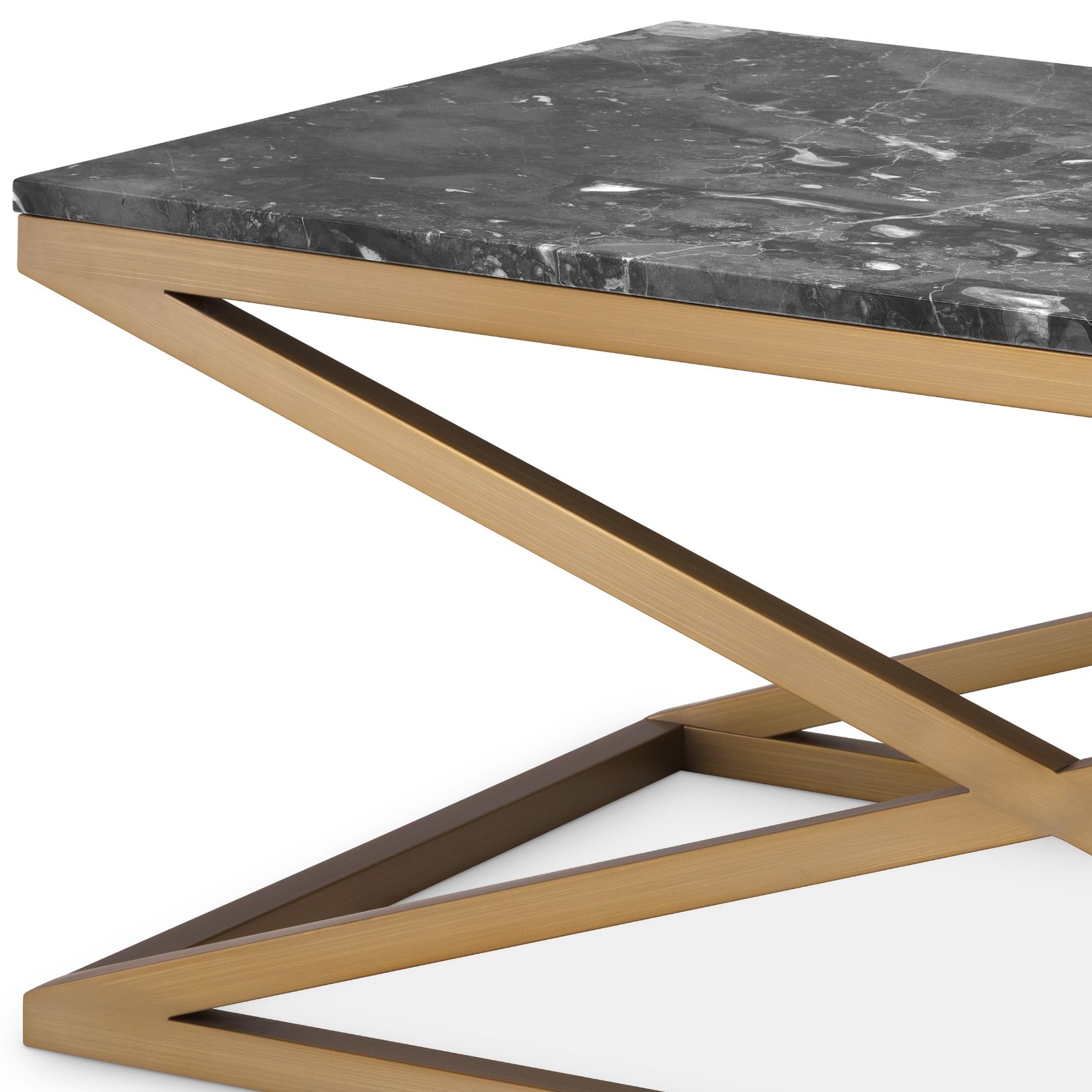 Criss Cross Coffee Table Brass/Marble 120 cm