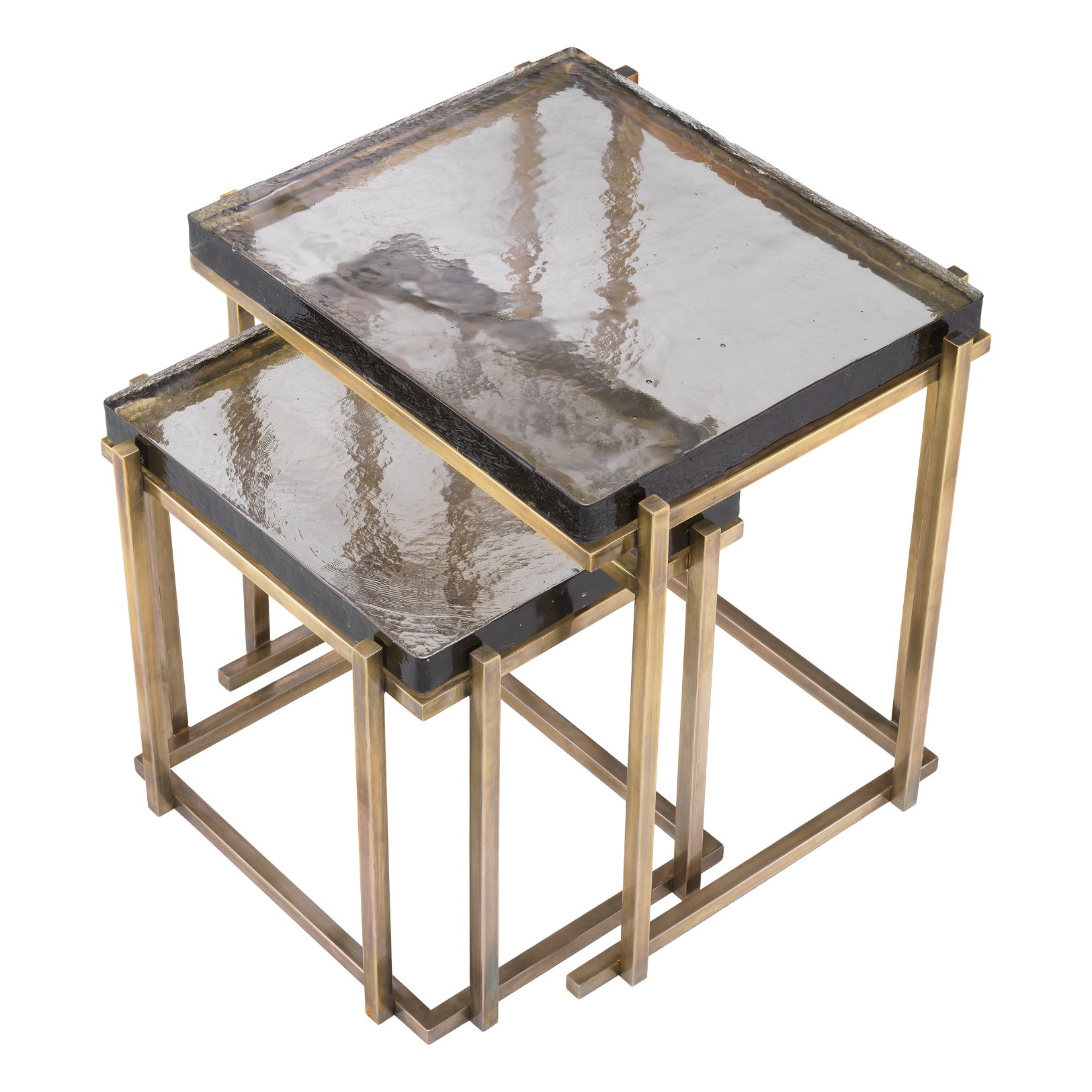 Niemeyer Side Table Set of 2 Brass/Glass 62.5 cm