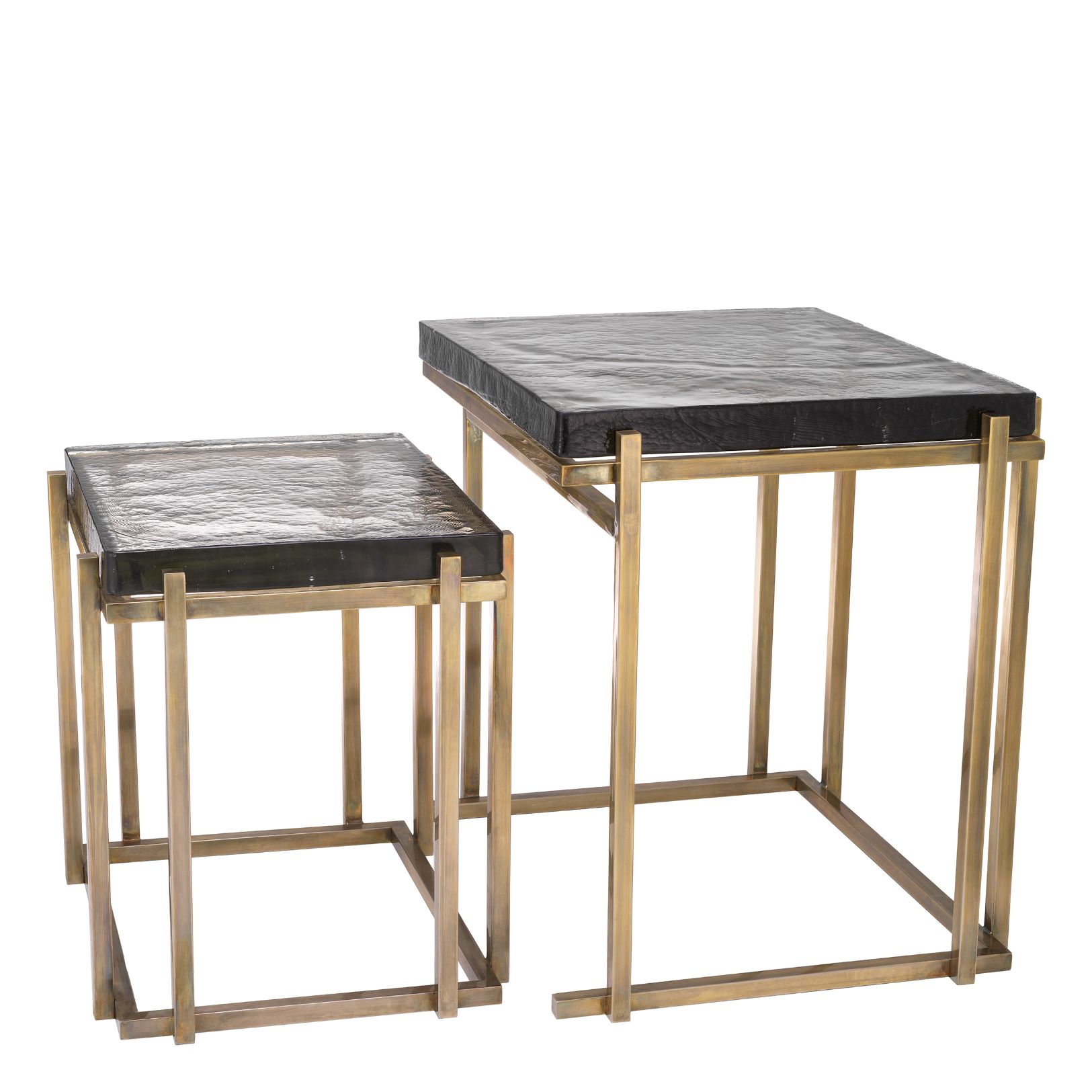 Niemeyer Side Table Set of 2 Brass/Glass 62.5 cm