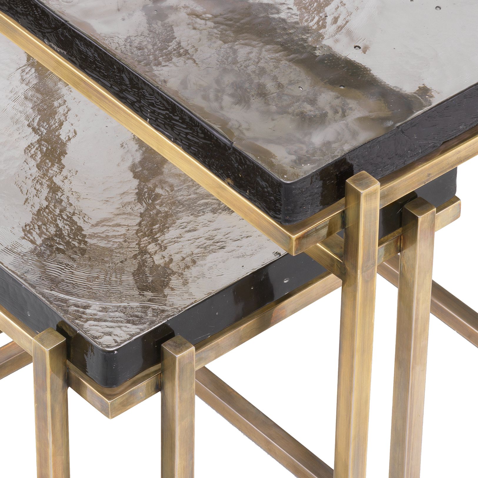 Niemeyer Side Table Set of 2 Brass/Glass 62.5 cm