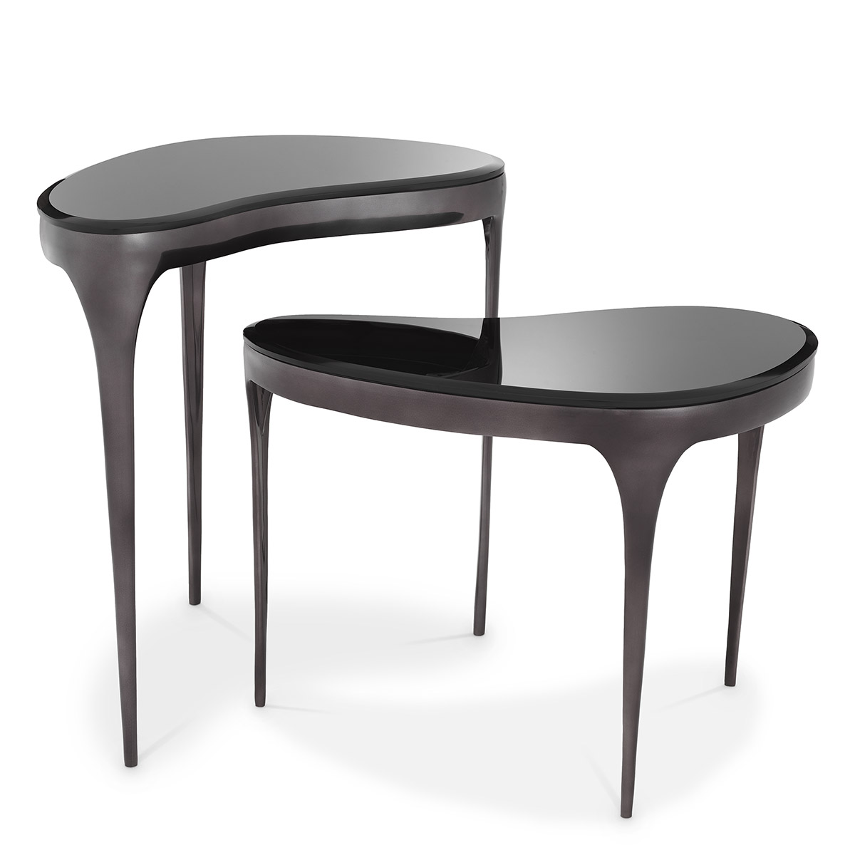 Zena Side Table Set of 2 Nickel/Glass 64 cm