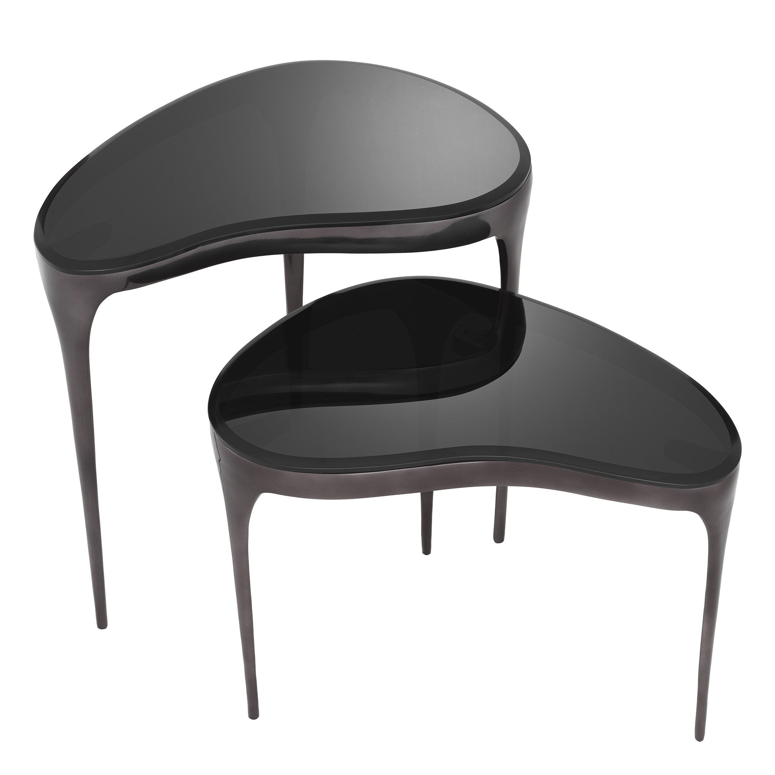 Zena Side Table Set of 2 Nickel/Glass 64 cm