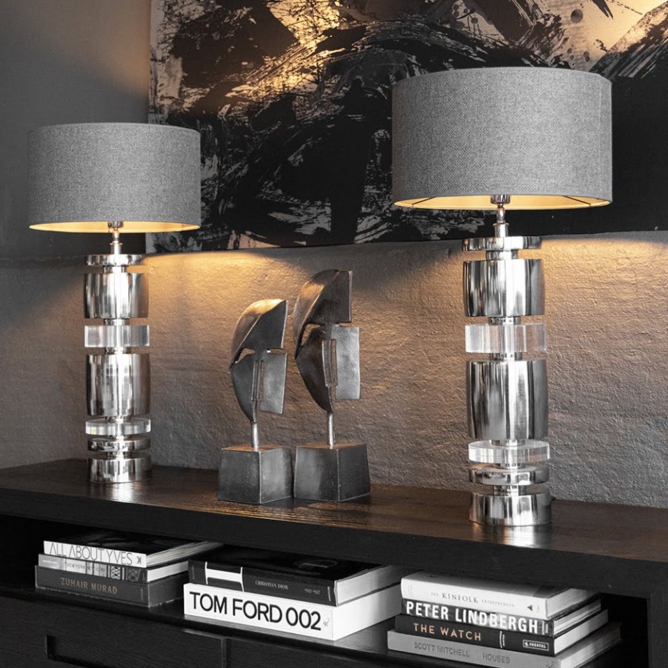 Armando Plexi Table Lamp Shiny Black Nickel 63cm