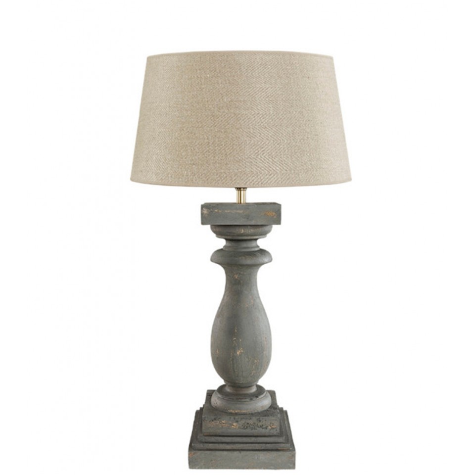 Normandie Table Lamp Low Grey Wood 63cm