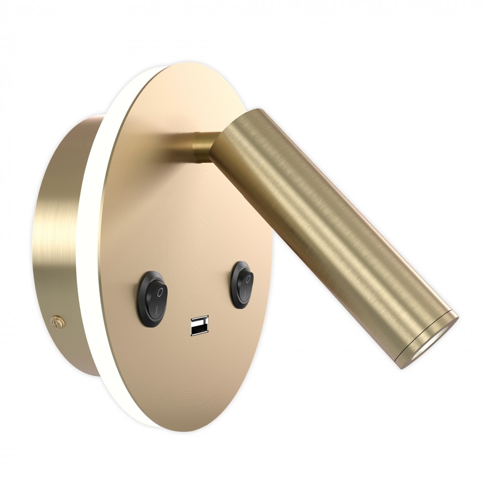 Bergdala USB hotel wall light brass 14cm