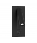 Lunda USB hotel wall light black 18cm