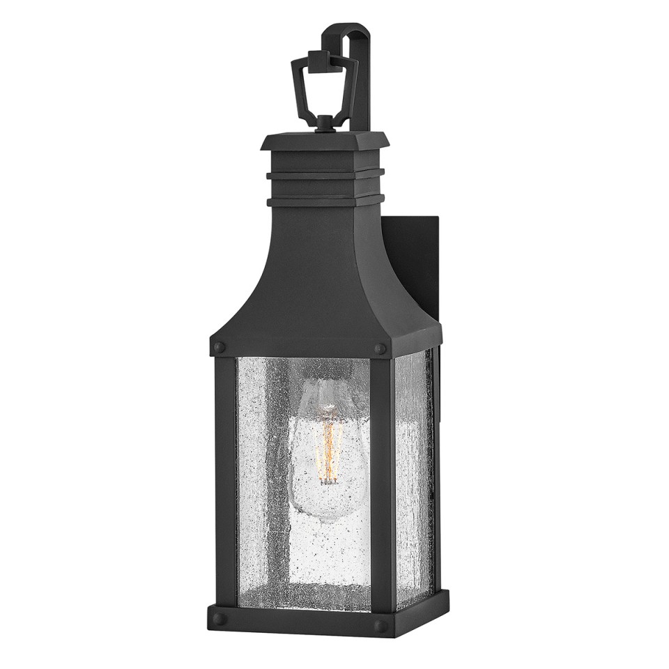 Beacon Hill 1-Lt Small Outdoor Wall Lantern Museum Black/Clear 45.7cm IP44