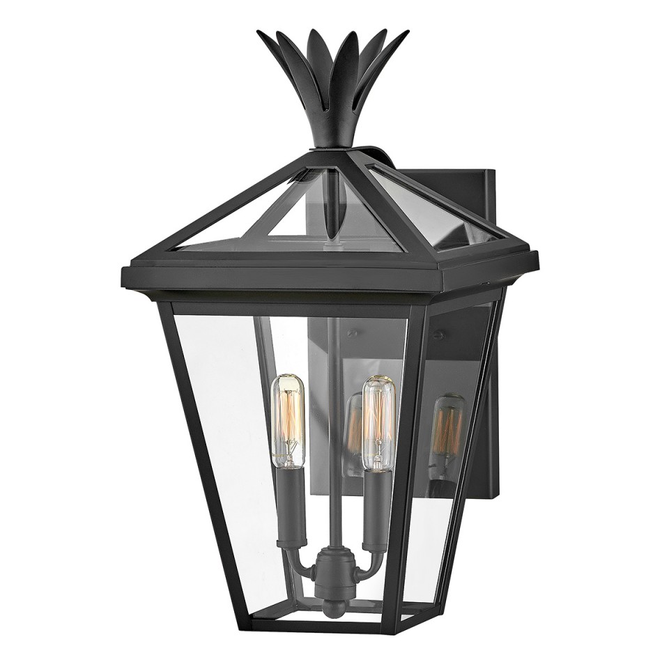 Palma 2-Lt utomhusvägglampa svart/klart glas 45,7cm IP44