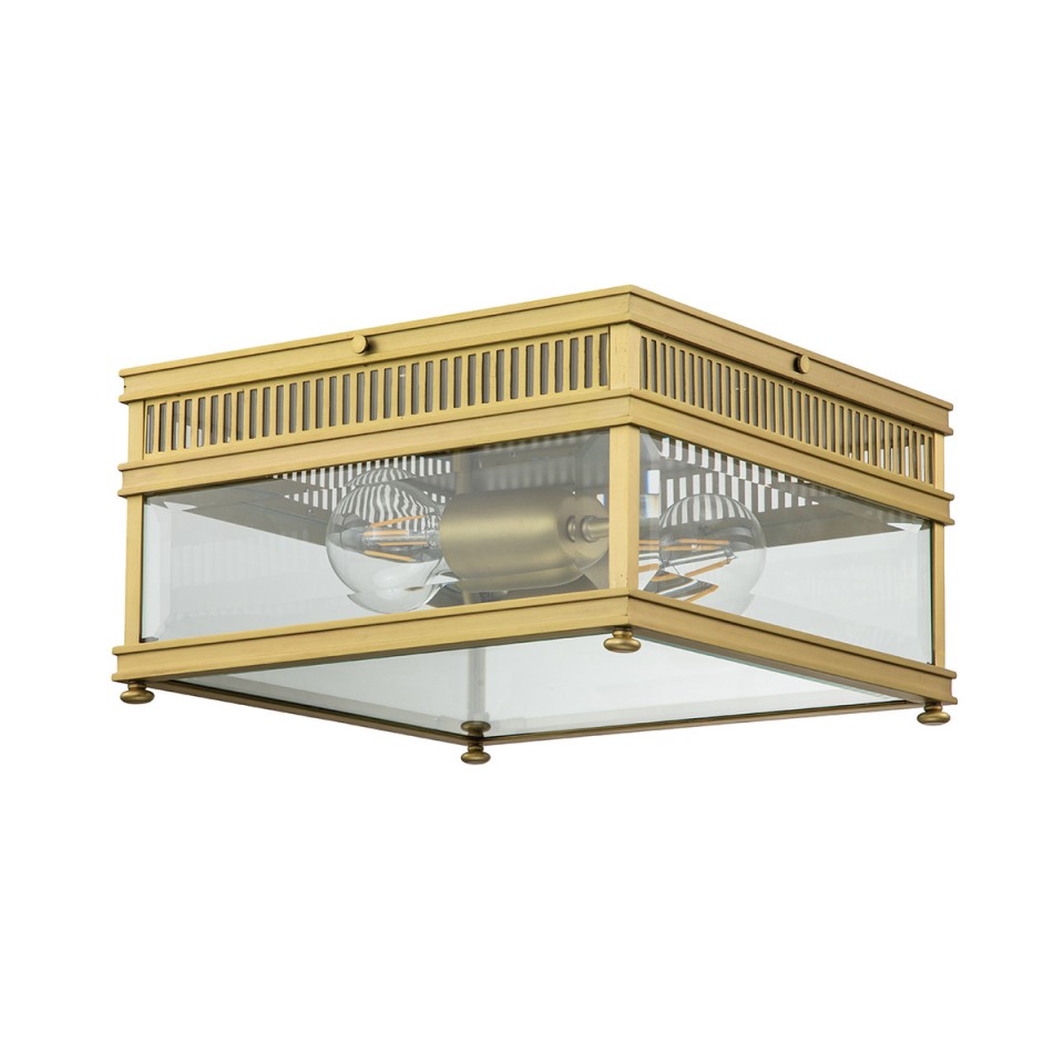 Holborn 2-Lt Flush Fitting Light Brushed Brass/Clear 30cm IP44