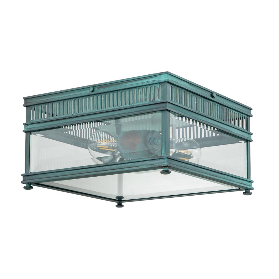 Holborn 2-Lt Flush Fitting Light Verdigris/Clear 30cm IP44