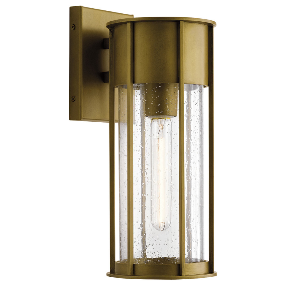 Camillo 1-Lt Medium Outdoor Wall Light Painted Natural Brass/Clear 37.5cm IP44