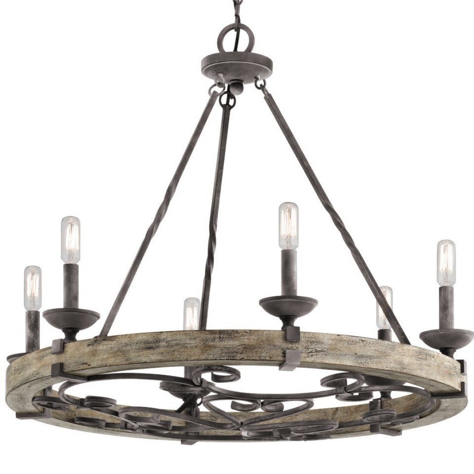 Taulbee 6-Lt Chandelier Weathered Zinc 72.2cm