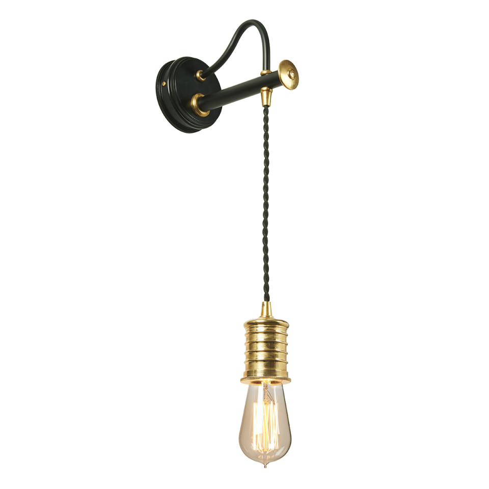 Douille 1-Lt Wall Lamp Black/Polished Brass 32.4cm-122.4cm