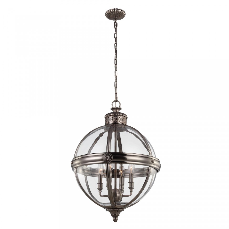 Adams 4-Lt Ceiling Lamp Antique Nickel/Clear 49.8cm