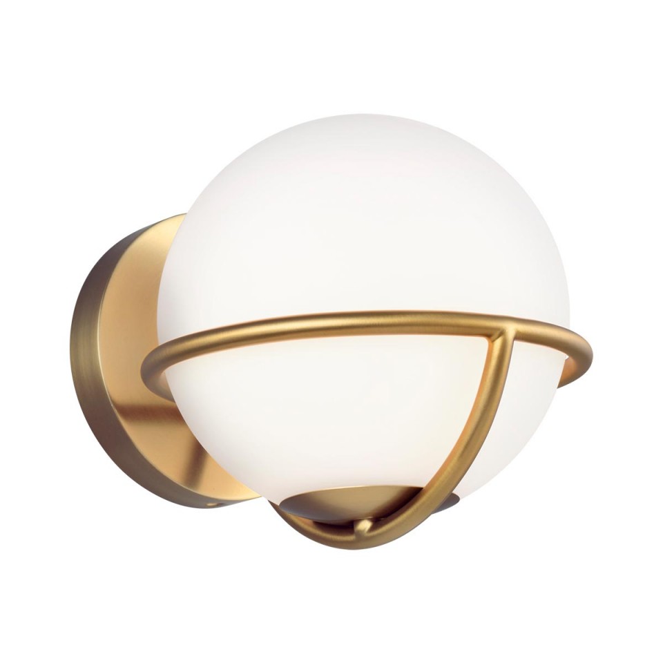 Apollo 1-Lt Wall Lamp Burnished Brass/White 17.1cm