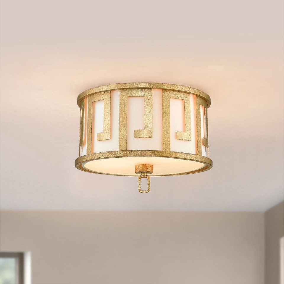 Lemuria 2 light plafond distressed gold 37.5cm