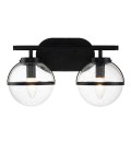 Hollis 2 Wall Lamp Black/Clear 23cm IP44