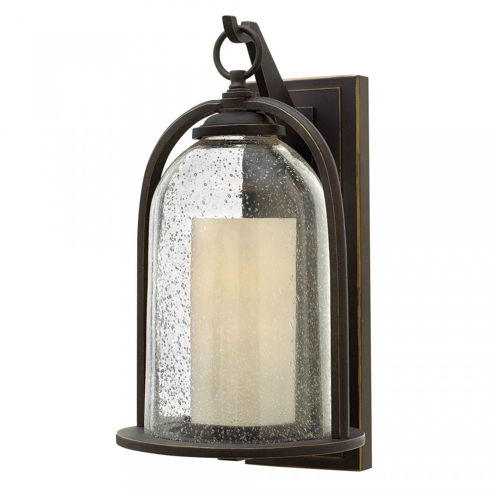 Quincy 1-Lt Medium Outdoor Wall Light Oil Rubbed Bronze/Glass 42.5cm IP44