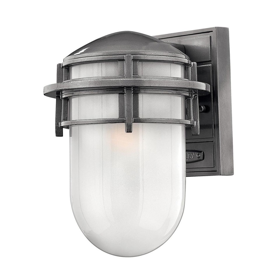 Reef 1-Lt Small Outdoor Wall Light Hematite/Etched Glass 27.3cm IP44