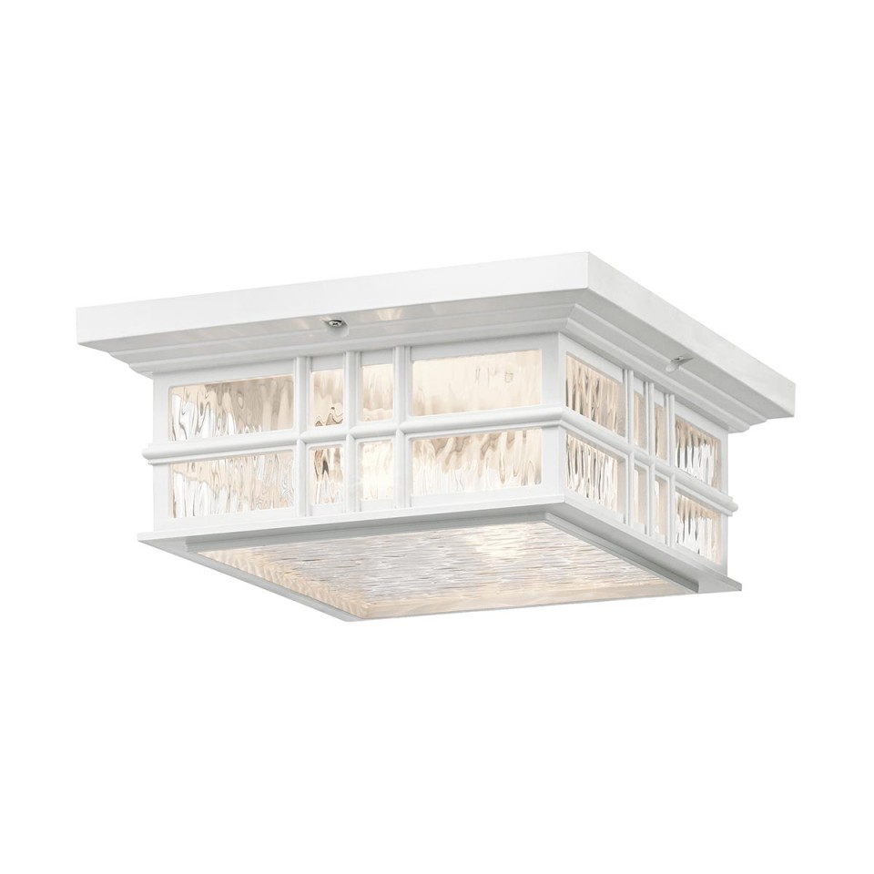 Beacon Square 2-Lt utomhus takplafond vit/glas 30,5cm IP44