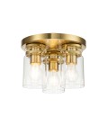 Brinley 3 Flush Fitting Light Brushed Brass/Clear 28.2cm