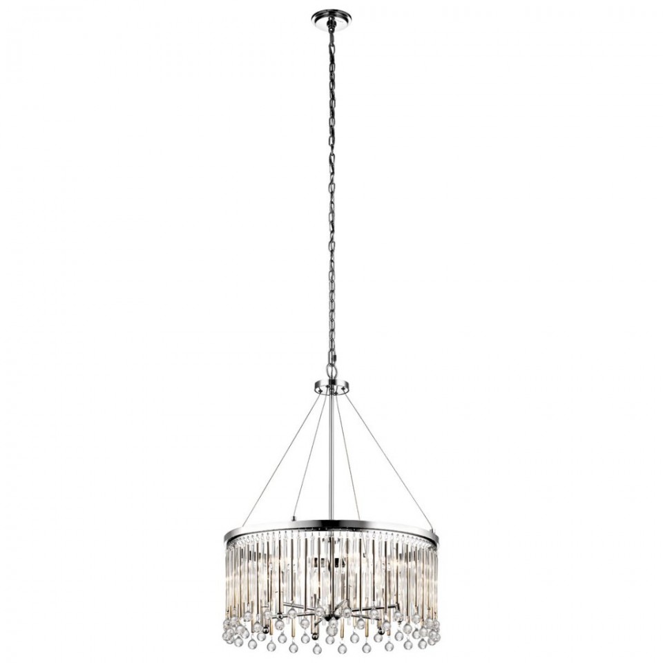 Piper 6-Lt Round Chandelier Polished Chrome/Crystal 61cm