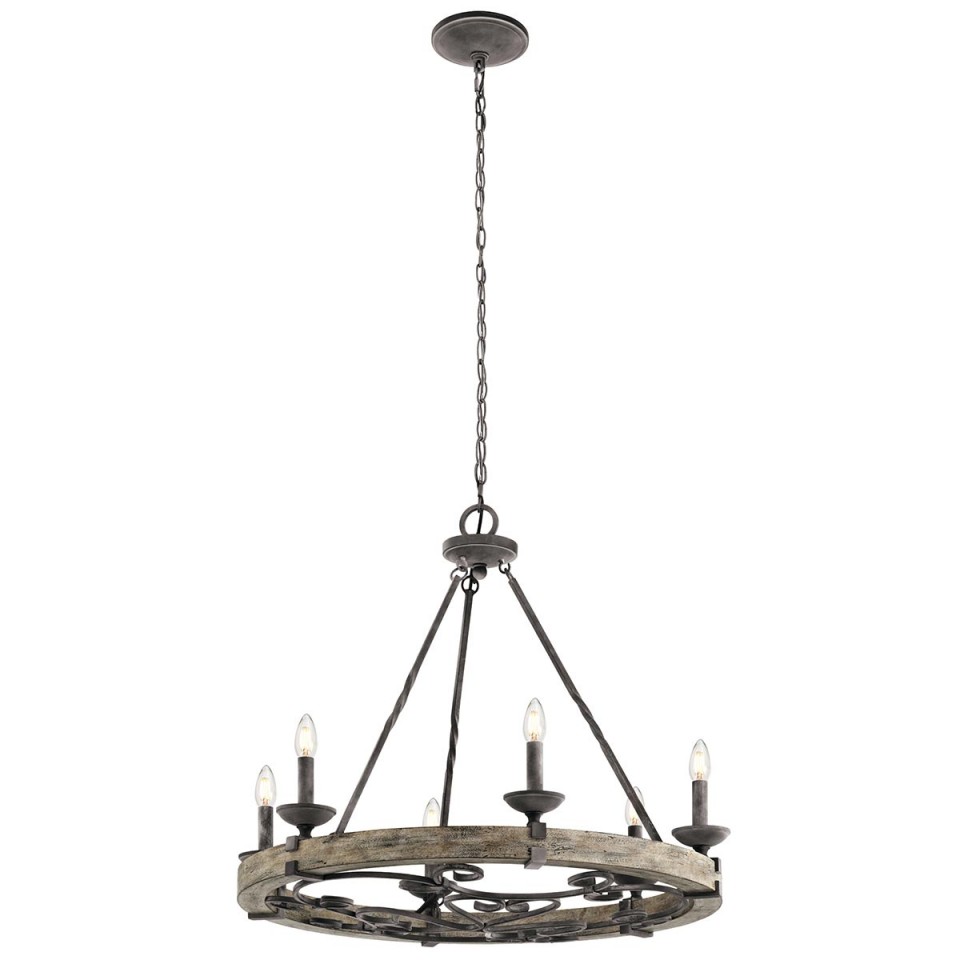 Taulbee 6-Lt Chandelier Weathered Zinc 72.2cm