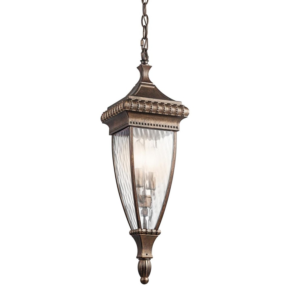 Venetian Rain 2-Lt Outdoor Ceiling Light Brushed Bronze/Glass 18.4cm IP23