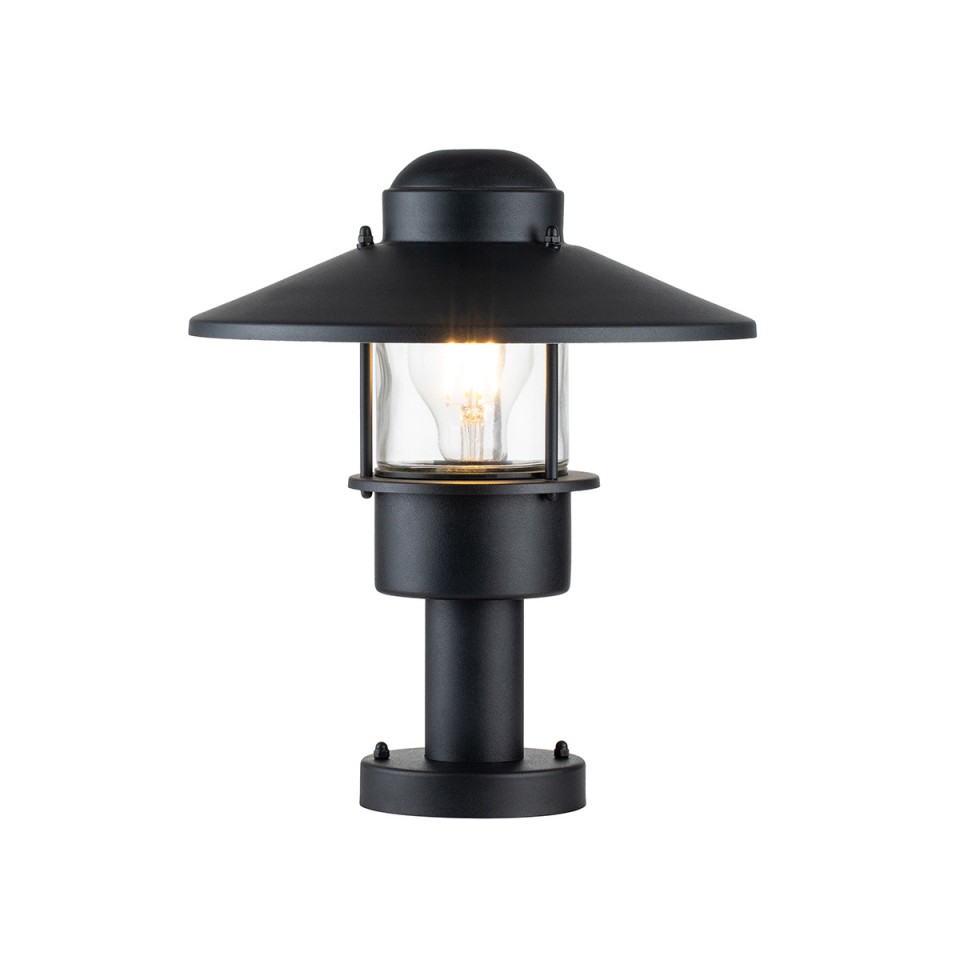 Klampenborg 1-Lt Outdoor Pedestal Light Black 31.8cm