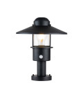 Klampenborg 1-Lt Outdoor Pedestal Light With PIR Black 31.8cm