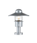 Klampenborg 1-Lt Outdoor Pedestal Light With PIR Silver 31.8cm