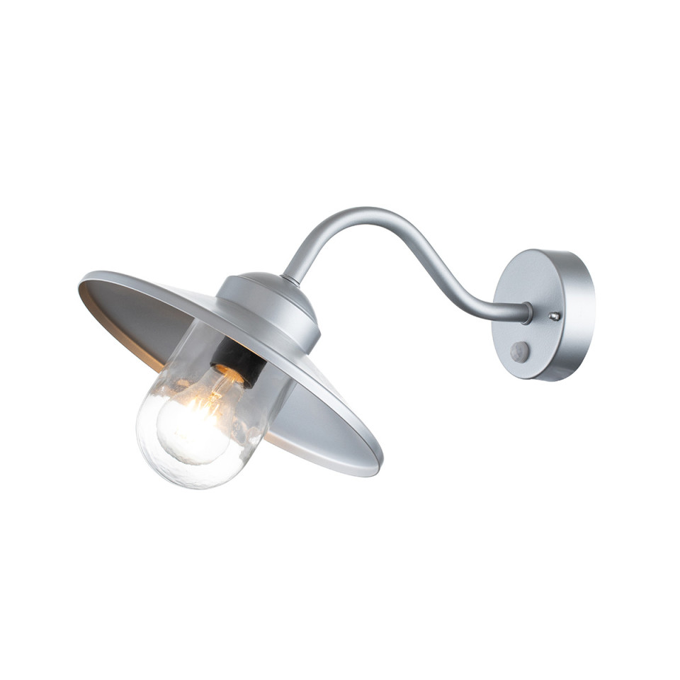 Klampenborg 1-Lt Outdoor Wall Lamp With PIR Silver 25.5cm