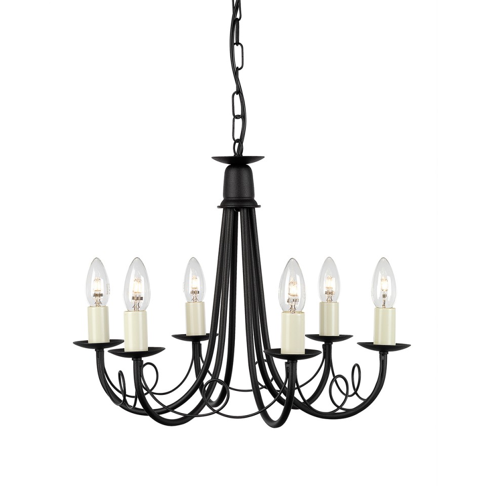 Minster 6-Lt Chandelier Black 48cm