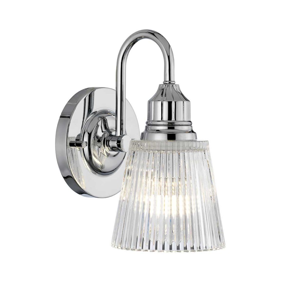 Addison 1-Lt Wall Light Polished Chrome/Glass 24.2cm IP44