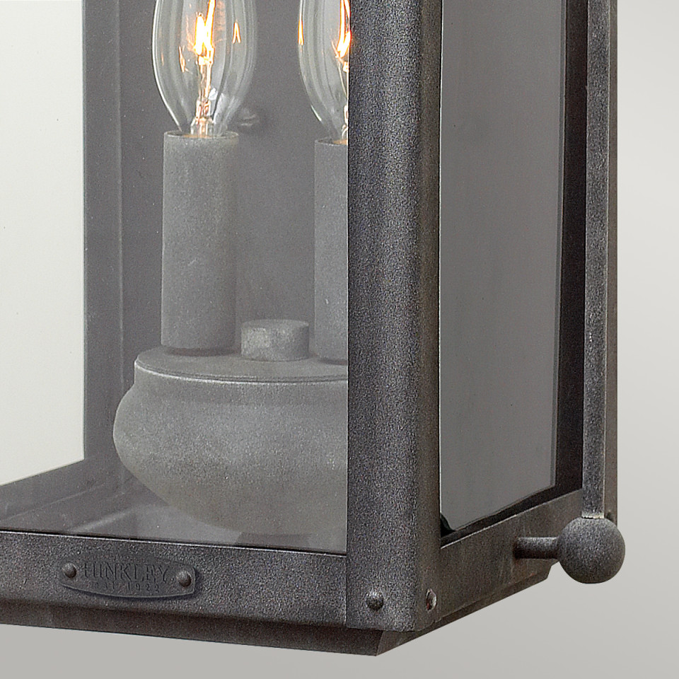 Anchorage 2-Lt Outdoor Wall Lantern Aged Zinc/Clear 45.1cm