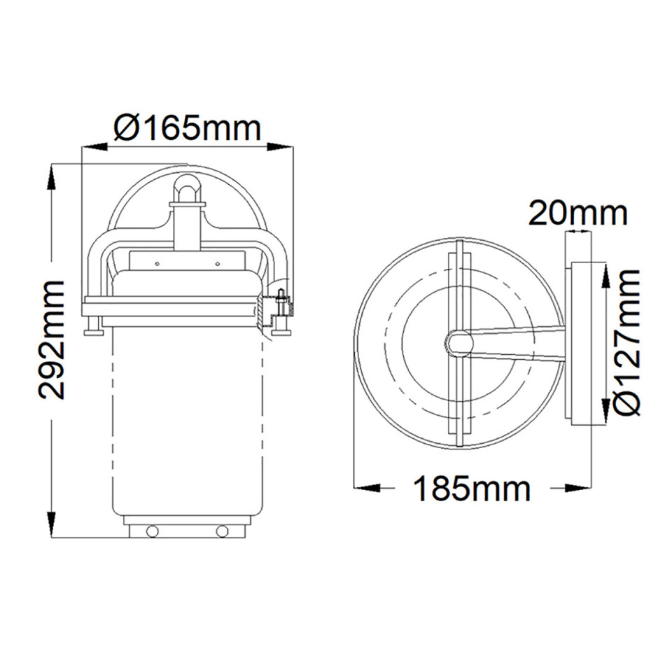 Andover 1-lt liten utomhusvägglampa väderbiten zink/klar 29,2cm