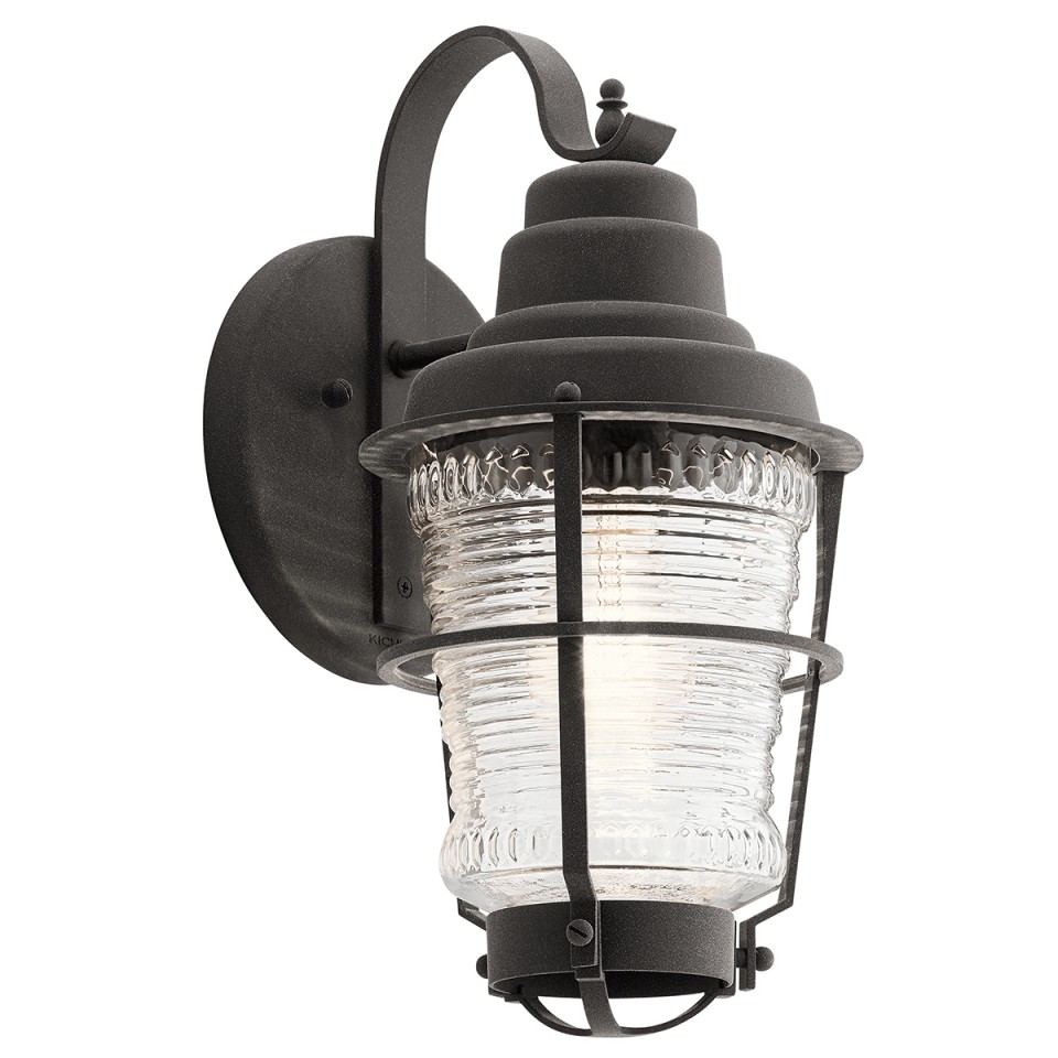 Chance Harbor 1-Lt Outdoor Wall Lamp Weathered Zinc/Clear 36.8cm