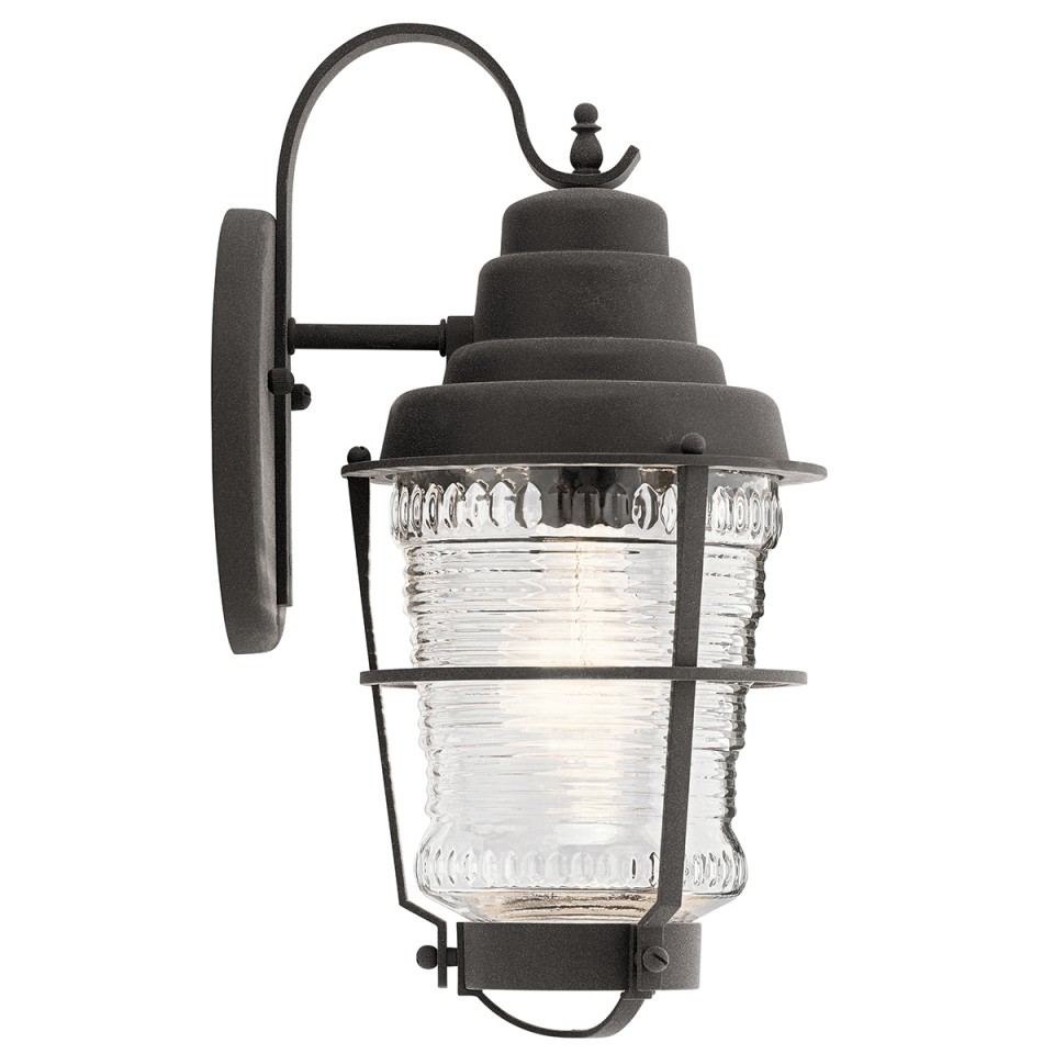 Chance Harbor 1-Lt Outdoor Wall Lamp Weathered Zinc/Clear 36.8cm