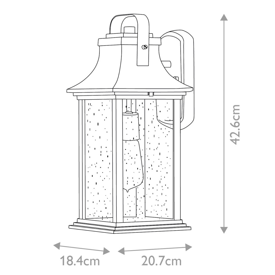 Grant 1-lt medium utomhusvägglykta bränd brons 42.6cm